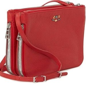Red Zadig & Voltaire Clyde Leather Crossbody Bag Purse